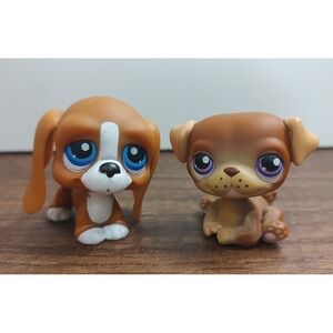 Littlest Pet Shop LPS Dogs Lot Of 2 Basset Hound Pug Puppy Puppies Z18